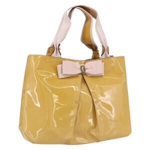 Salvatore Ferragamo Vala Hand Bag Enamel Yellow Gold Auth am10303